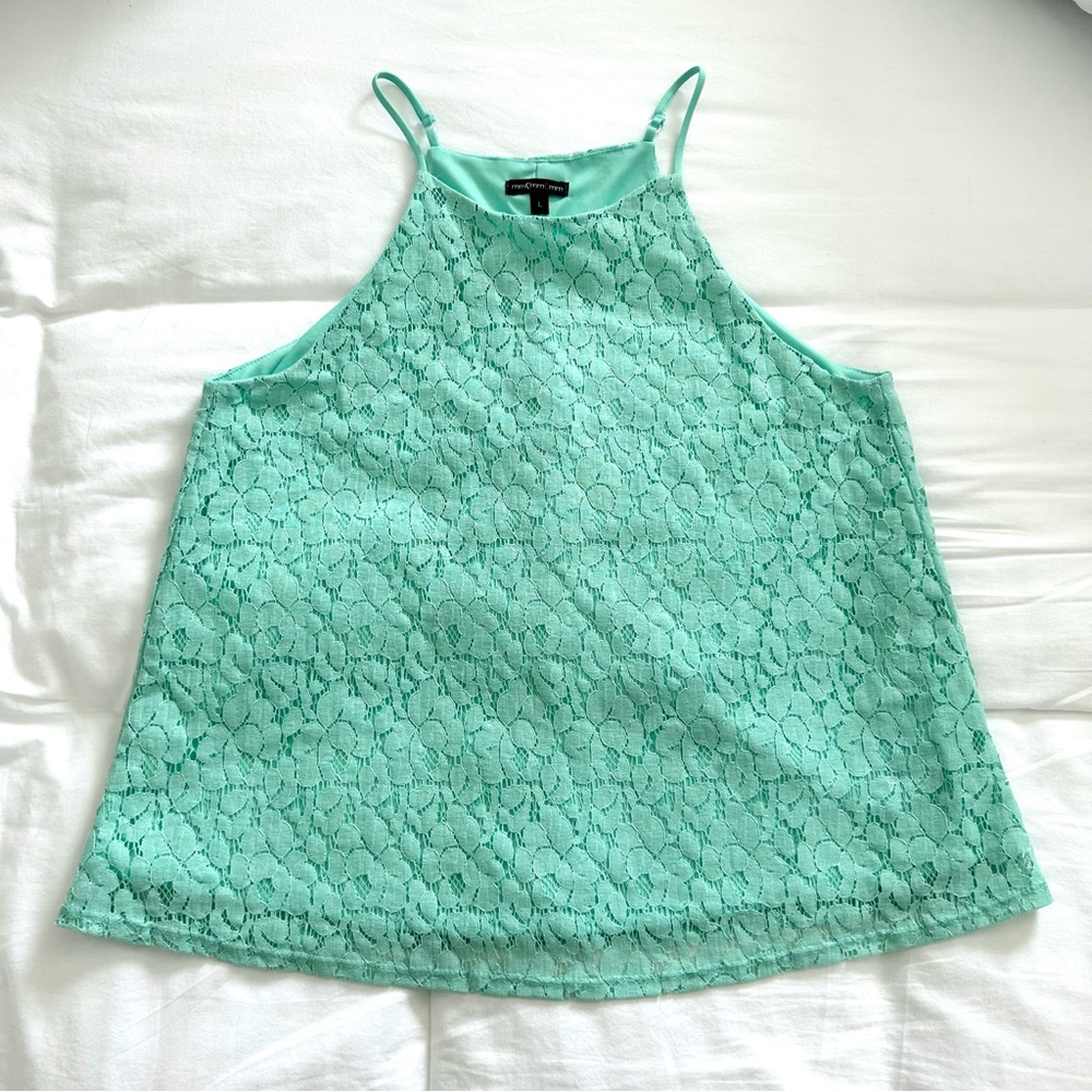 mm mm mm Lace Tank Top Mint